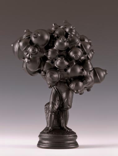 <b>Untitled #1(Borghese Series), 2012</b><br>Average size:  11" x 8" x 5"<br>re-purposed cast chalk figurines, plastic, steel, rubber